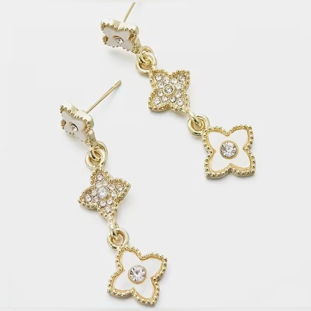Luxury Floral Gold Drop Earrings